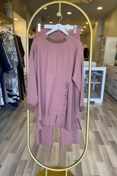 Ceremony Ceremony Kontrast Dikişli Pliseli Pantolonlu Takım  Kahverengi