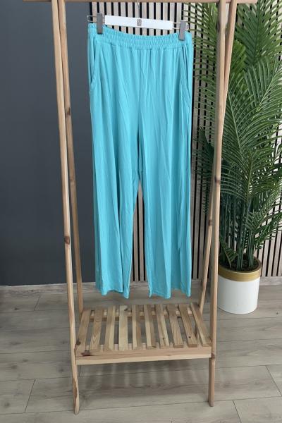 Ceremony Ceremony Yandan İki Cepli Bambu Bol Pantolon  Turkuaz