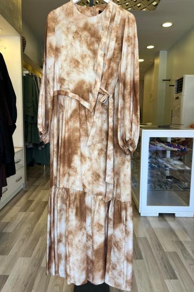 Ceremony Ceremony Yandan Bağlamalı Cupra Elbise Camel