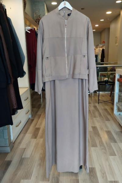 Ceremony 2026 KIŞ Ceketi Bambu Detaylı Elbise Takım Vizon