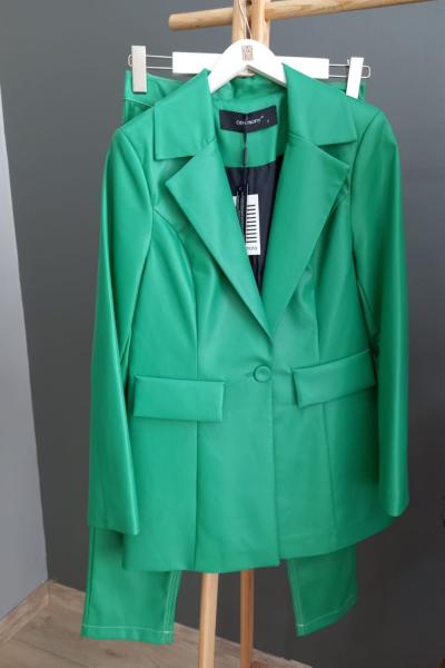 Ceremony Deri Pantolon Takım  Yeşil