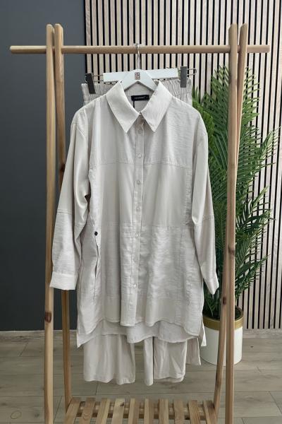 Ceremony Dubai Garnili Bambu Gömlekli Takım Taş Rengi