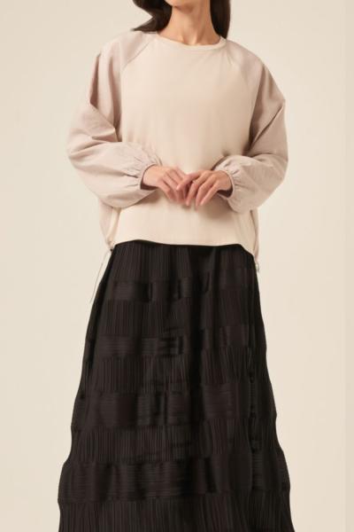 Ceremony Enine ve Boyuna Pilise Etek Siyah