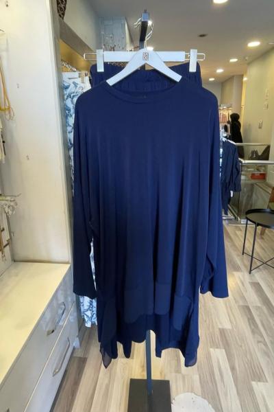 Ceremony Etek Ucu Kulaklı Şifon Detaylı Sandy Pantolon Takım  Lacivert