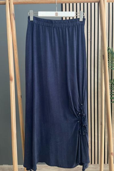 Ceremony Etek Ucu İşlemeli Tensel Etek Lacivert