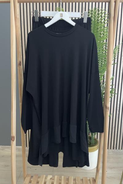 Ceremony Etek Ucu Kulaklı Şifon Detaylı Sandy Pantolon Takım  Siyah