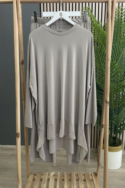 Ceremony Etek Ucu Kulaklı Şifon Detaylı Sandy Pantolon Takım  Bej