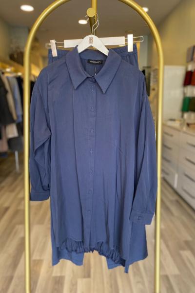 Ceremony Gömleğinin Arkası Kraşlı Tencel Pantolonlu Takım Lacivert