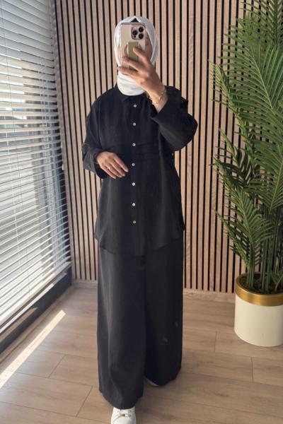 Ceremony Göğüsü Aller Detaylı Yakası İşlemeli Pantolonlu Cupra Takım Siyah