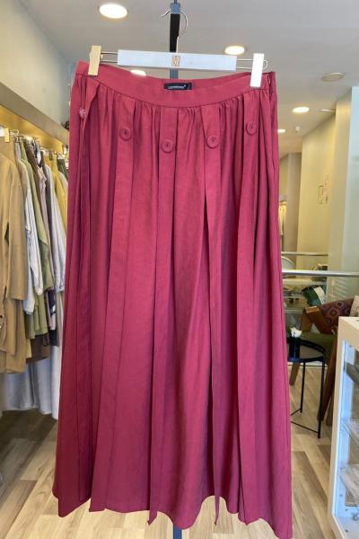 Ceremony Hareketli Bant Detaylı Pasion Etek Kızıl Kahve