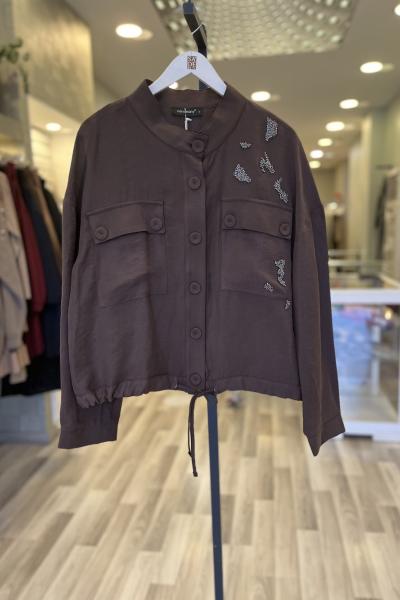 Ceremony 2026 KIŞ Hakim Yaka Cepli Ve İşlemeli Kısa Ceket Kahverengi