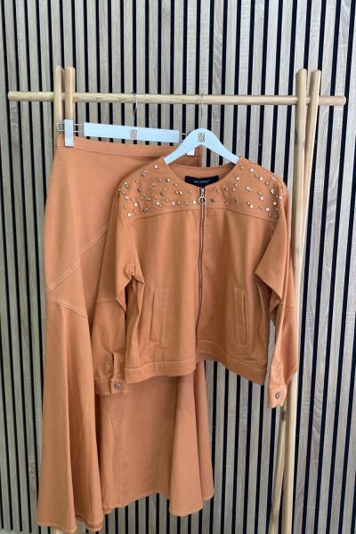 Ceremony Kısa Ceket Balık Etek Takım Turuncu