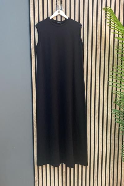 Ceremony Kolsuz Çelik Triko Elbise Siyah