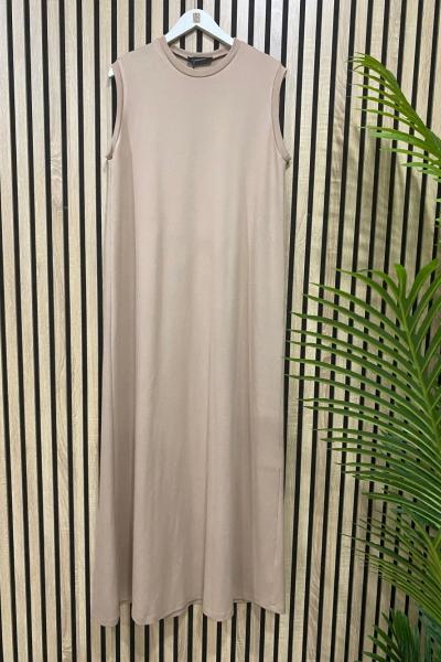 Ceremony Kolsuz Çelik Triko Elbise Taş Rengi