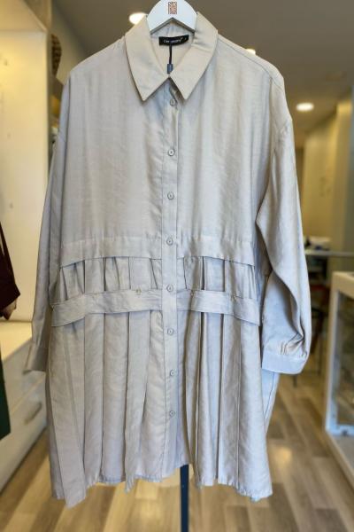 Ceremony Kafes Detaylı Önden Düğmeli Pasıon Tunik Bej