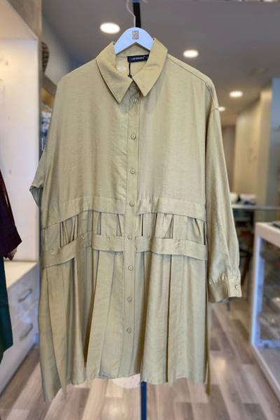 Ceremony Kafes Detaylı Önden Düğmeli Pasıon Tunik Yeşil