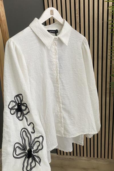 Ceremony Keten Kısa Gömlek Ekru