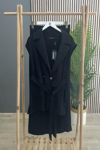 Ceremony Kruvaze Yelekli Takım Siyah