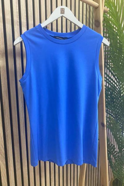 Ceremony Kolsuz Bambu Kısa Bluz Saks Mavisi