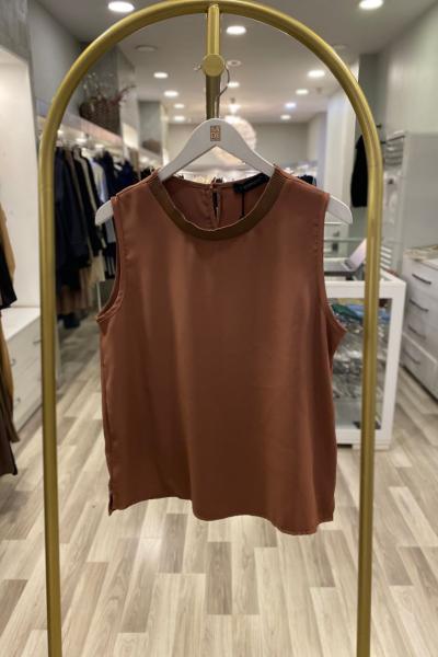 Ceremony Lamarca Kolsuz Bluz Kahverengi