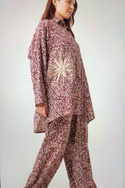 Ceremony Mia Desen Pantolonlu Takım  Mor