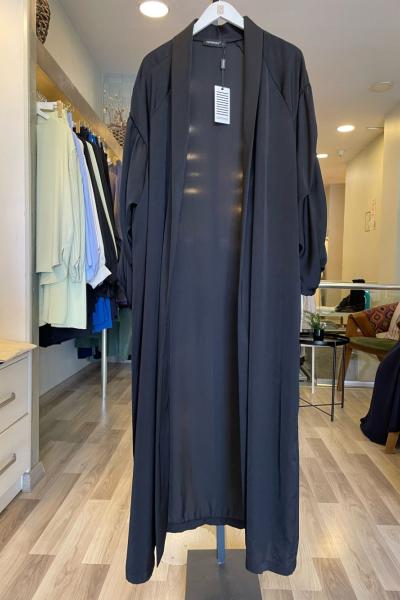 Ceremony Memory Cupra Kolları Büzgülü Kaftan  Siyah
