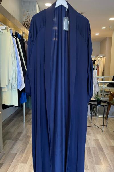 Ceremony Memory Cupra Kolları Büzgülü Kaftan  Lacivert