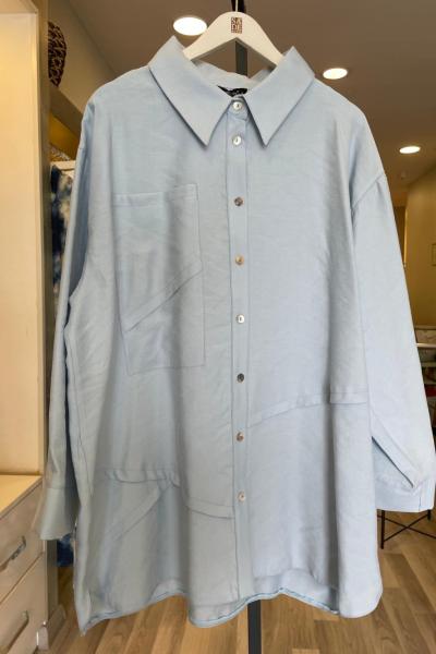 Ceremony Onden Dügmeli Uzun Cep Detaylı Pasion Tunik Mavi