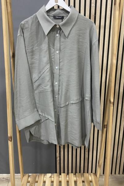 Ceremony Onden Dügmeli Uzun Cep Detaylı Pasion Tunik Gri