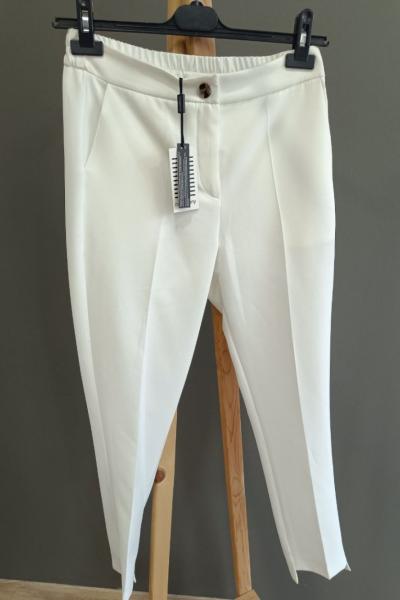 Ceremony Paçası Asimetrik Cigarette Pantolon Beyaz