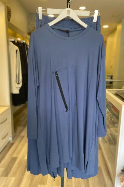 Ceremony Paçası Fermuar Detaylı Pantolonlu Bambu Takım İndigo