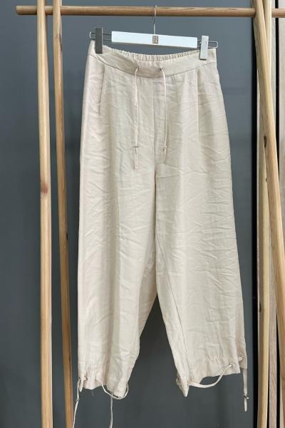 Ceremony Paçası İp Büzgülü Pantolon  Taş Rengi