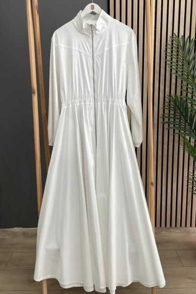 Ceremony Poplin Elbise Beyaz