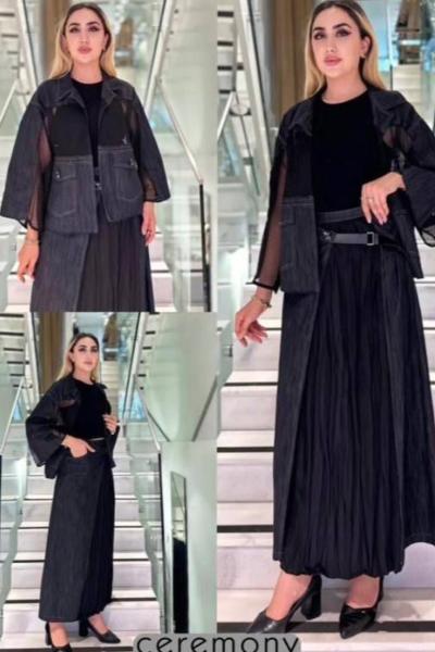 Ceremony Tencel Kraşlı Anvelop Etek Siyah