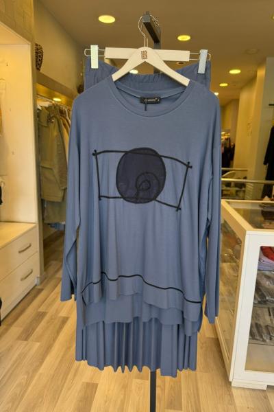 Ceremony Tuniğinin Önü İp Daire Ve Dubai Detay Bambu Pliseli Etekli Takım  Antrasit