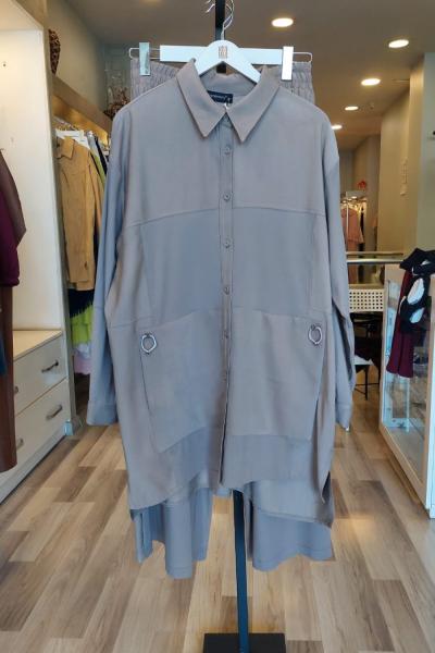 Ceremony 2026 KIŞ Tuniği ve Pantolonu Bambu Detaylı Aksesuarlı Takım Vizon