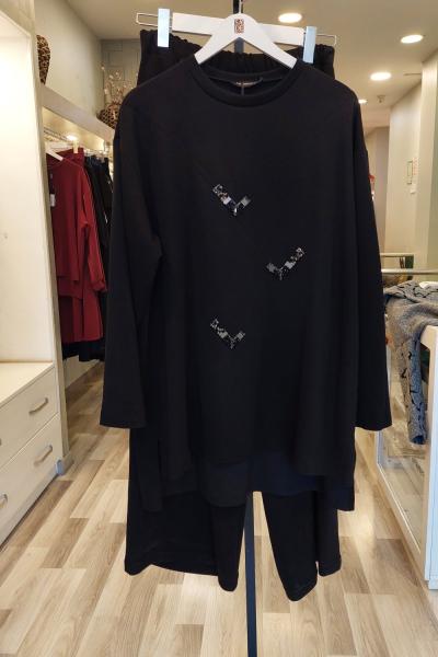 Ceremony 2026 KIŞ V İşlemeli Adel Takım Siyah