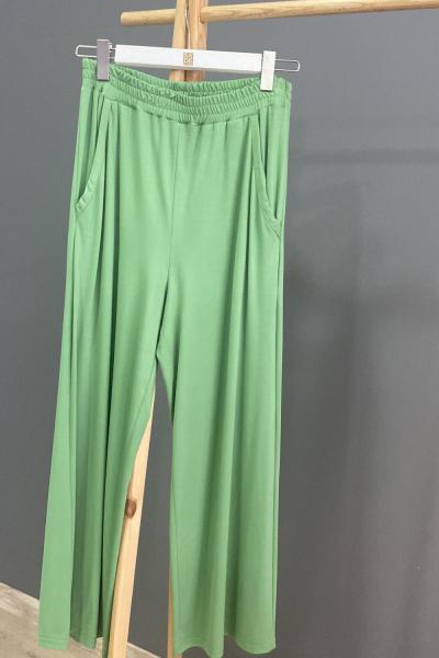 Ceremony Yandan İki Cepli Bambu Bol Pantolon Yeşil