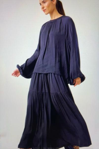 Ceremony Yakası Büzgülü Çoingene Etekli Memoli Cupra Takım Lacivert