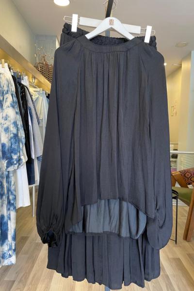 Ceremony Yakası Büzgülü Çoingene Etekli Memoli Cupra Takım Siyah