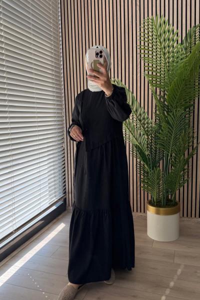 Ceremony Yandan Bağlamalı Cupra Elbise Siyah