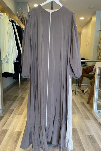 Ceremony Yanı Fermuarlı Kraş Detaylı Verano Ferace Koyu Vizon