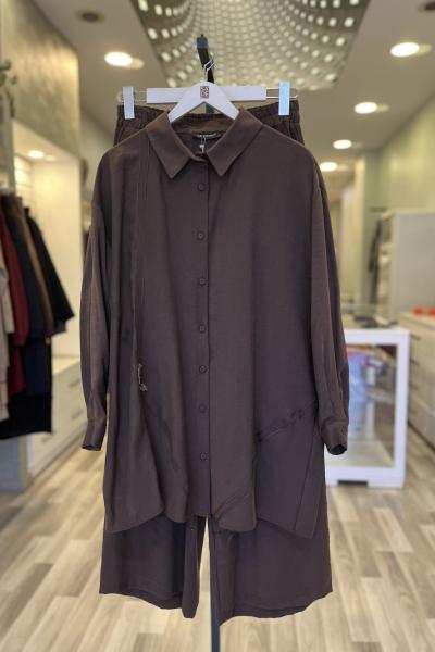 Ceremony 2026 KIŞ Önü Şerit Detaylı Takım Kahverengi