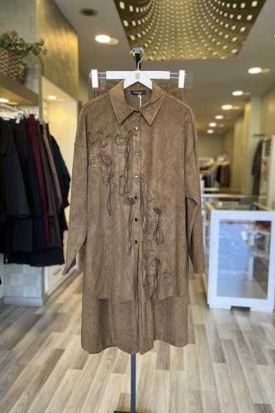 Ceremony 2026 KIŞ Lase Nakışlı Pantolonlu Takım Haki