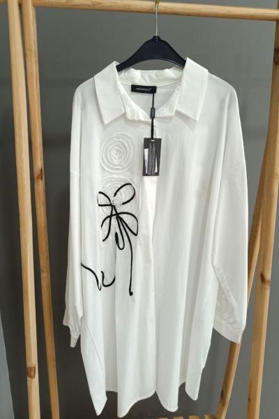 Ceremony Çiçek Desenli Poplin Gömlek  Ekru