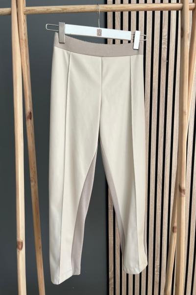 Ceremony Deri Detay Havuç Pantolon Taş Rengi