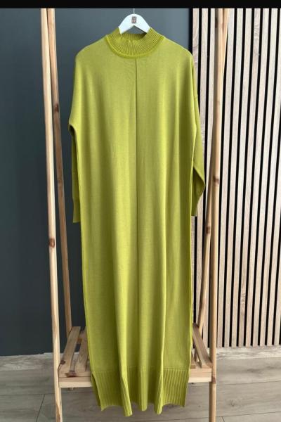 Şirin Dik Yaka Merserize Elbise Asit