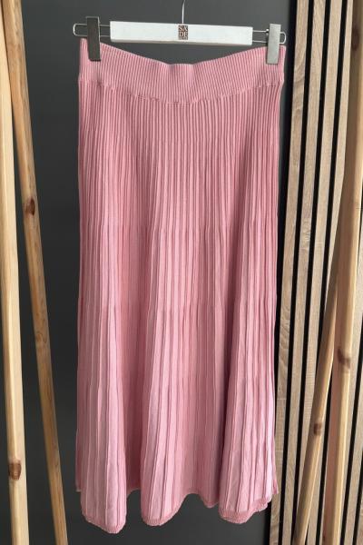 Şirin Dikiş Detaylı Kloş Etek Pembe