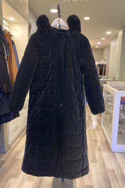 Efraze Fermuarlı Kapüşonlu Kapitone Mont Siyah