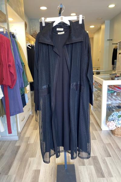 Efraze File Ceketli Penye Üçlü Takım Siyah